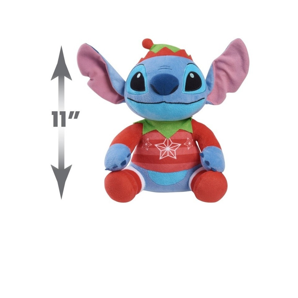 Stitch Plush elf Holiday Stuffed Animal 11" Disney Christmas festive